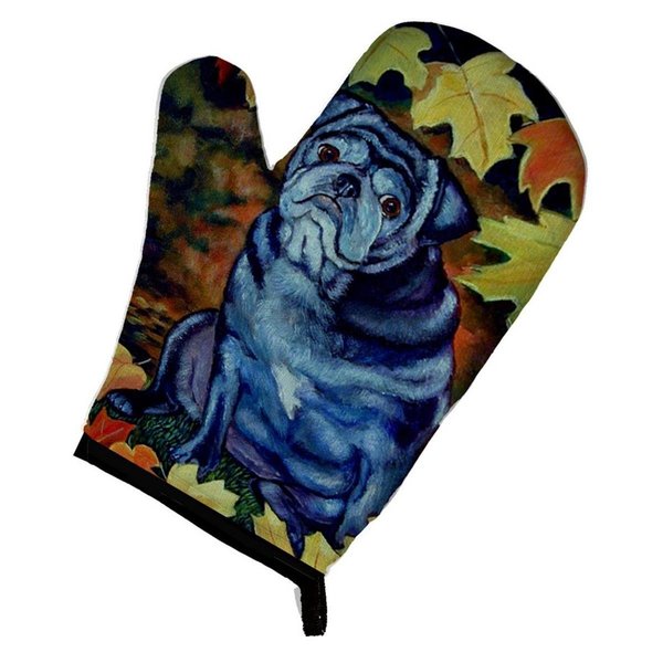 Carolines Treasures Old Black Pug in Fall Leaves Oven Mitt 7159OVMT